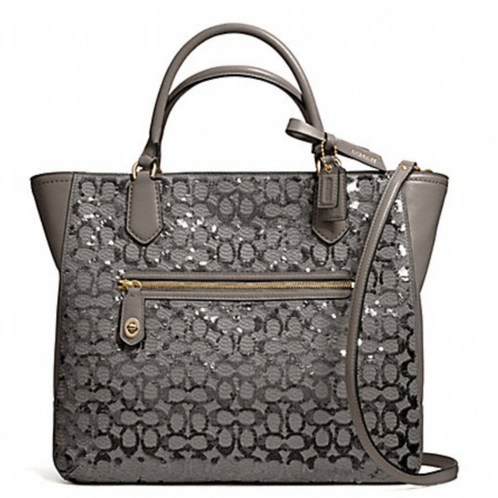 - Coach Poppy RARE Sequin Blaire Signature C Tote EUC